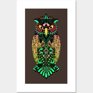 owl in bali pattern ecopop Posters and Art